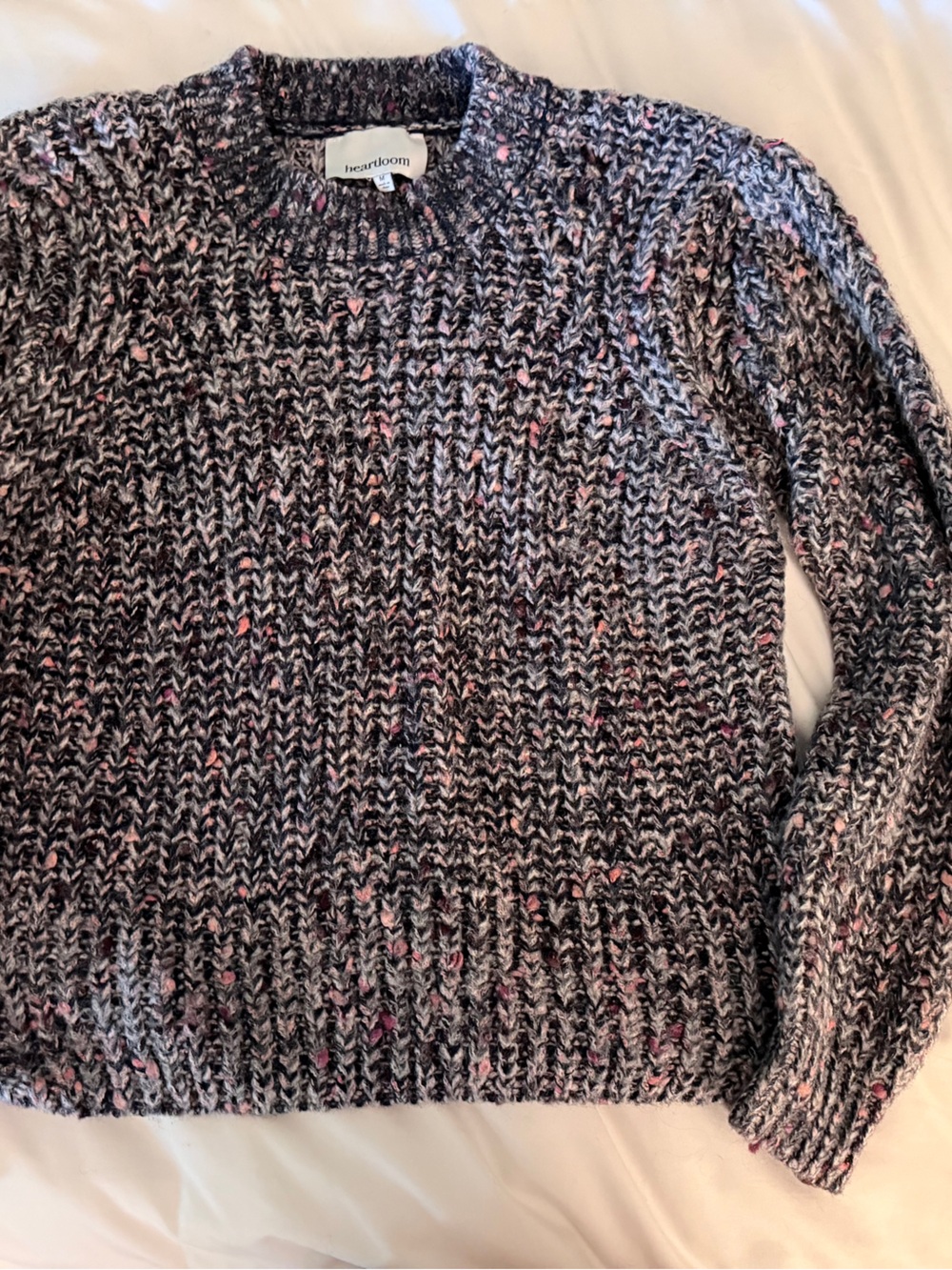Heartloom Marled Black & Pink Crewneck Sweater cute fall sweater warm